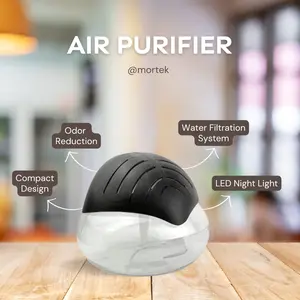 One Pack Air Purifier (Black) - Water Filter Air Washer For Home and Office - Essential Oil Aroma Diffuser With LED Night light - Small Air Freshner For Smoke and Pets