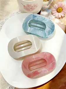 Marble Pattern Flat Hair Clips Set of 3, Ideal for Daily Use, Washing Face, Makeup, Commuting, Styling, Stylish Hair Accessories, Hair Clip with Pattern, Synthetic Claw Clip
