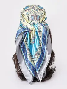 Women's Floral Print Satin Scarf, Spring & Fall Fashion Accessory, Elegant Head Wrap, Versatile Silk Shawl for Ladies