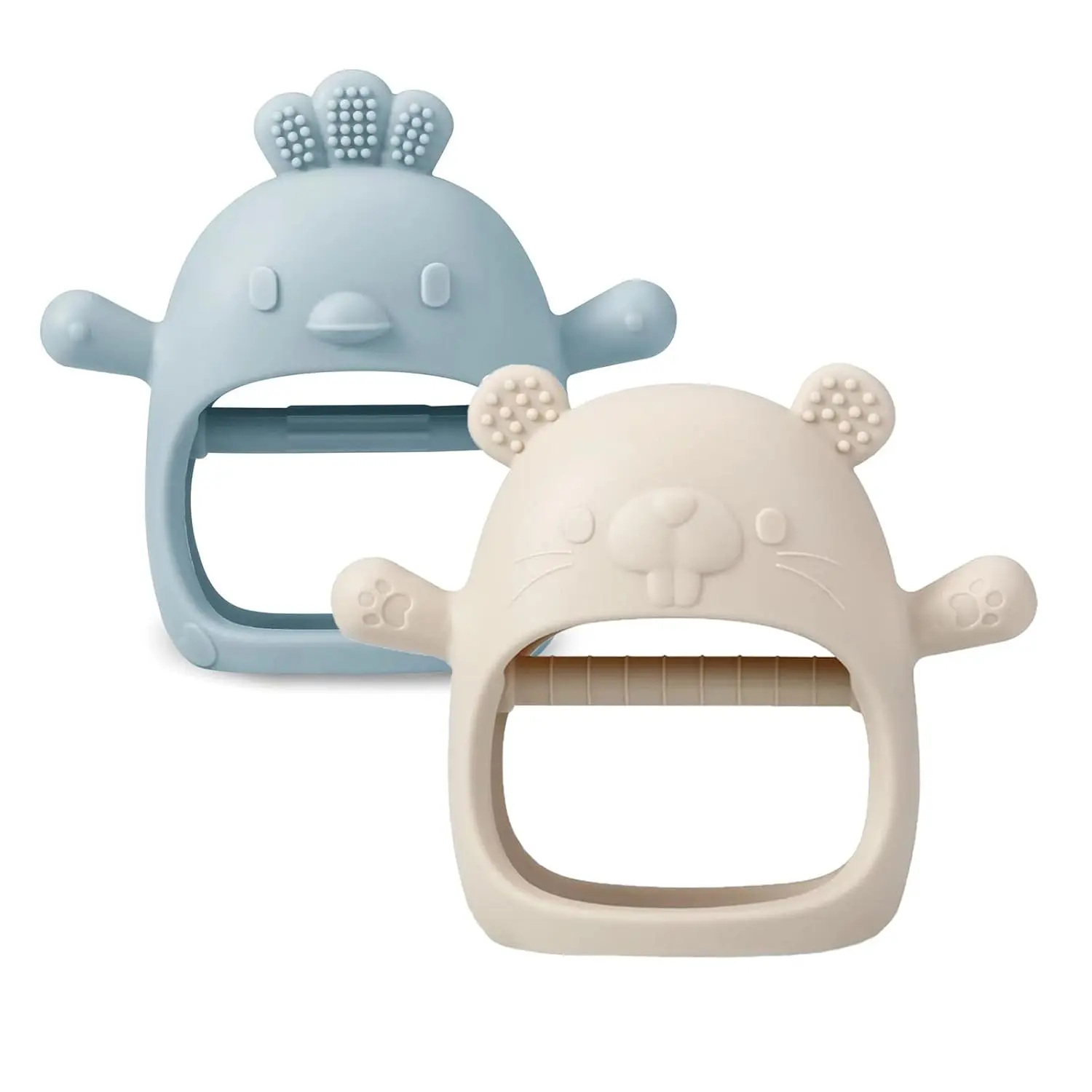 2 Pack Silicone Baby Teething Toys| Baby Hand Teether Mitten for Sucking Needs| Baby Chew Toys Hand Pacifier for Soothing Teething Pain Relief
