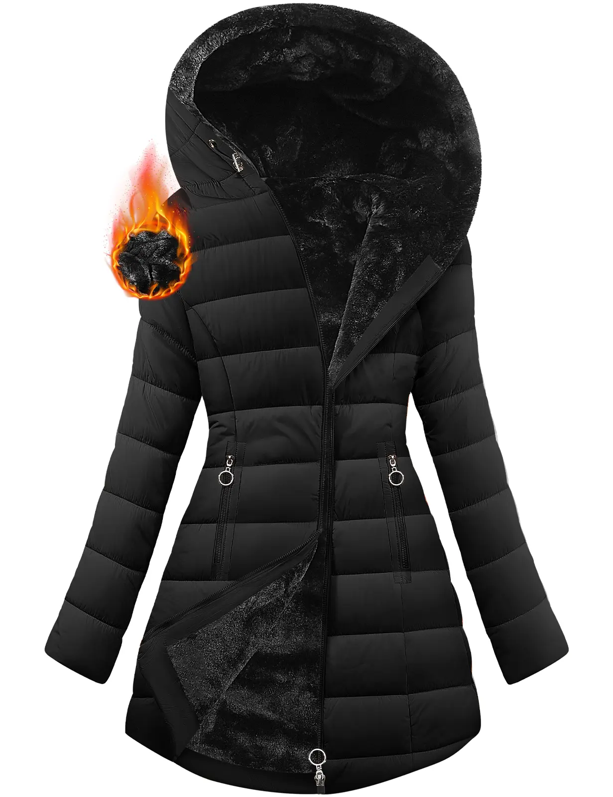 UMIPUBO Sales Women's Winter Windproof Fur Warm Slim Fit Down Jacket - Waterproof Long Ski Coat for Commuting