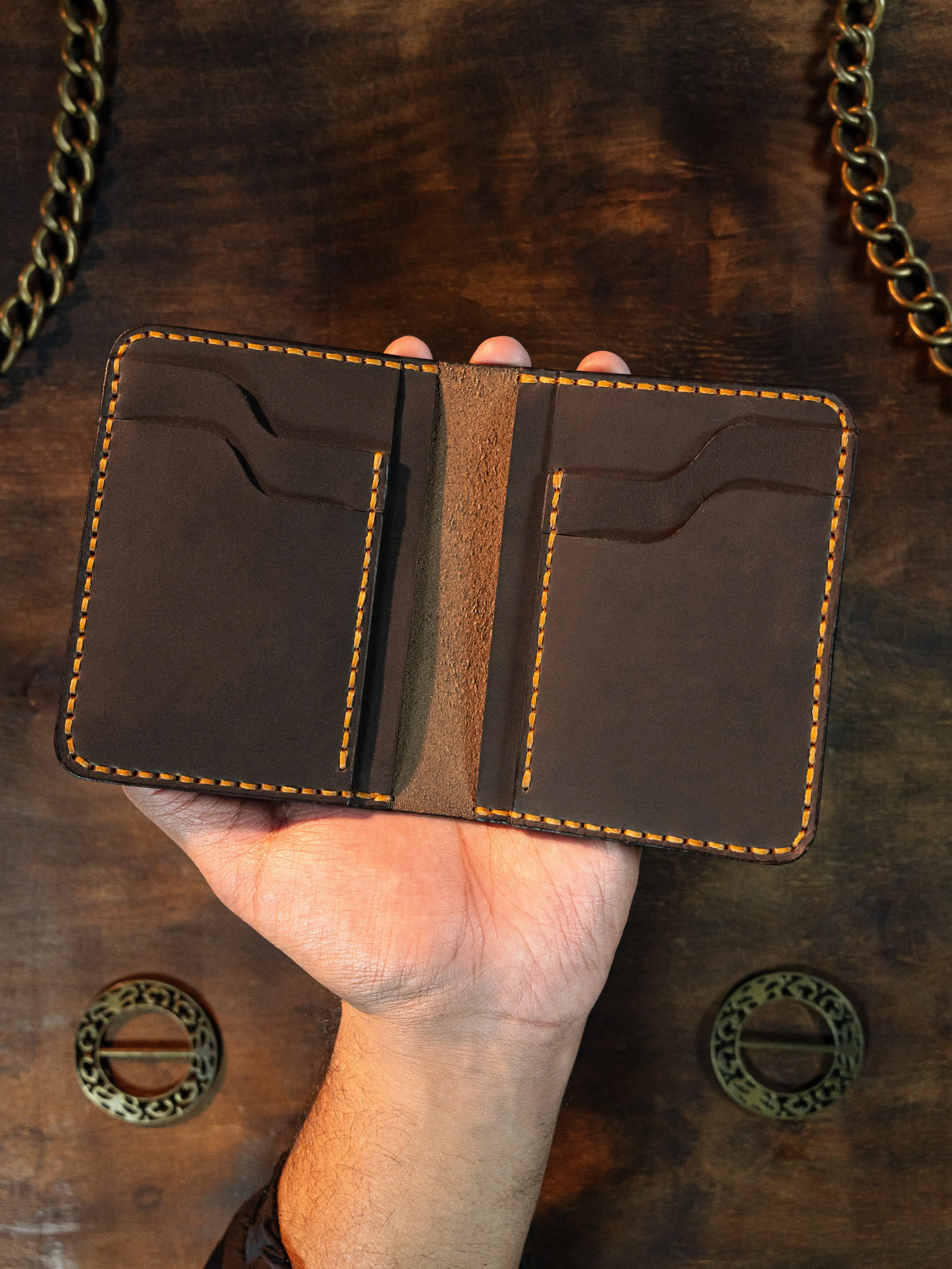 Hand Stitched Handmade Leather Wallet, Pockets Hand Burnished Edges, Best Handcrafted Gift For Him, Anniversary Gift, Birthday Gift, Valentines Gift