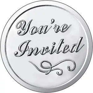 100 Pieces Silver You're Invited Embossed Foil Seals Stickers for Wedding Envelopes Present Decoration