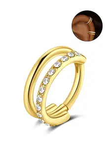 Cartilage Earring Double Hoop Septum Rings Hypoallergenic Nose Rings Hinged Segment Clicker Lip Rings Helix Rook Daith Tragus Earrings Hoop Conch Piercing Jewelry Helix Pierced Ring 16G 8mm