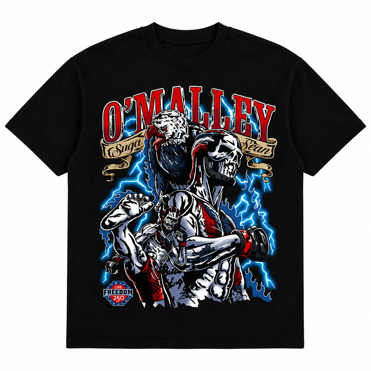 Suga Sean O'Malley UFC Freedom 250 T-Shirt, MMA Fighter Graphic Tee, 4th of July Fightwear Combat Sports, Gift for Men Women American Made Fightwear, Retro Fighter Graphic Tee