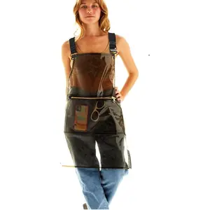 Hairstylist Aprons For Women Men With 3 Pockets Cross Back Adjustable Work Apron Soft Tpu Plastic Aprons