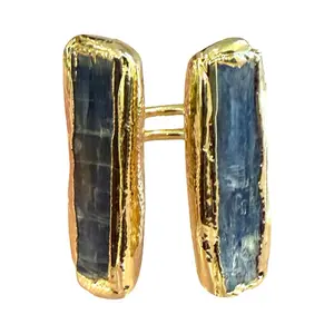 Kaamra Jewels Indi Kyanite Ring Gold Plated Lucky Ring with Elegant Design and Gold Plating for Special Occasions or Daily Wear