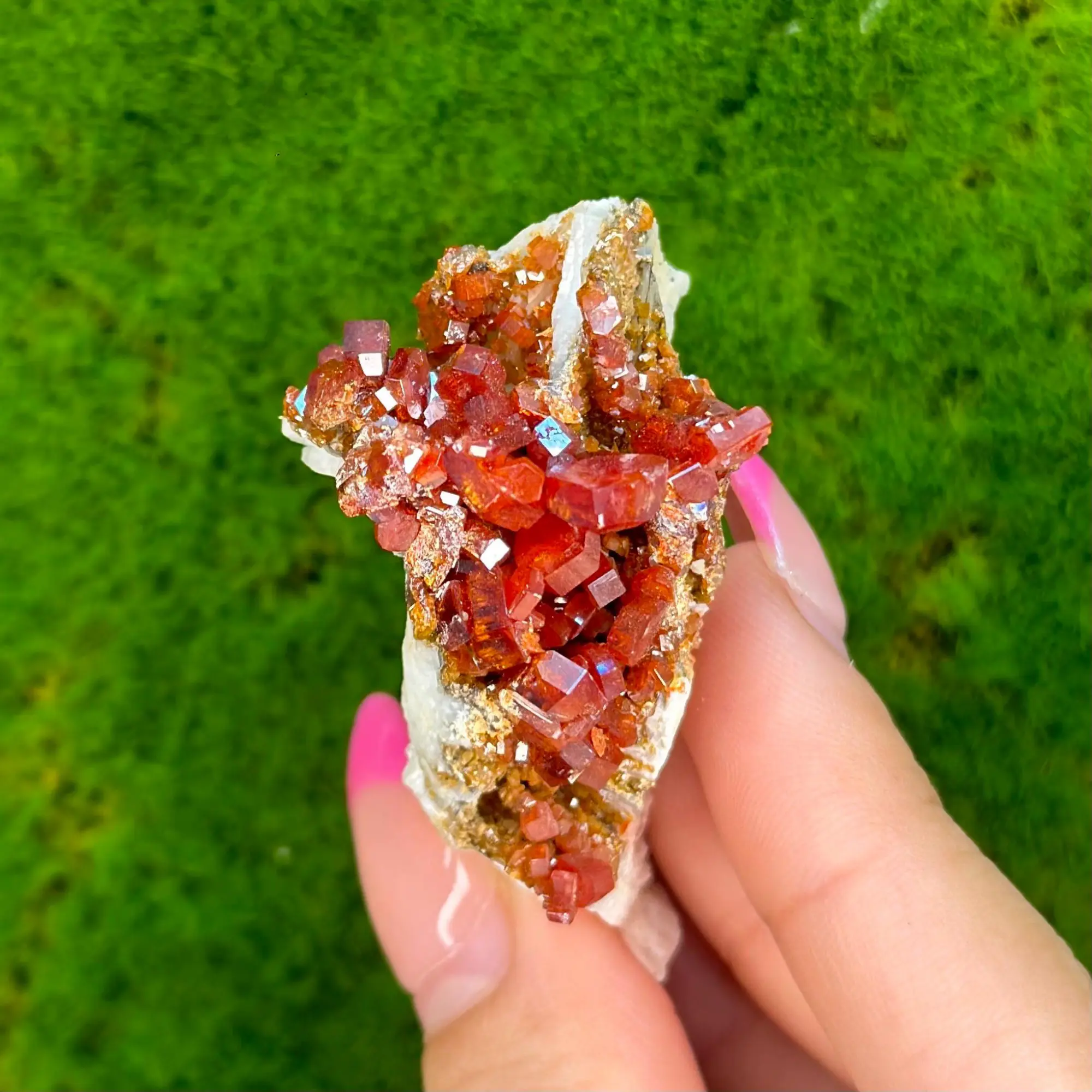 Red Vanadanite Cluster with Barite from Marocco | Large Crystal | Deep Red