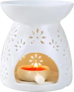 Ceramic tea light candle holder, essential oil aromatherapy burner, wax melting burner, aroma diffuser, home decoration item