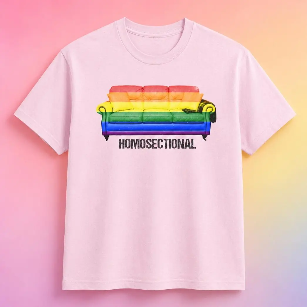 Homosectional T-Shirt, Funny Meme Pride Shirt, Gift For Friends, Ironic Pride Season Top, Sarcastic LGBTQ+ Pride Apparel