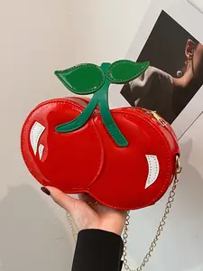 Women's Cherry Shaped Crossbody Bag, Fashionable PU Leather Chain Strap Shoulder Bag for Daily Used, Casual Trendy Versatile High-quality Daily Commuting Bag
