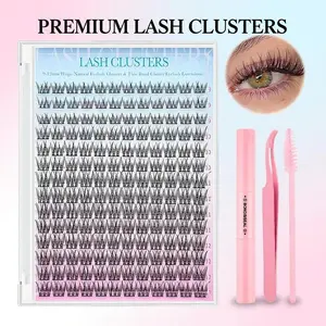 Ultra-NaturalVibe Eyelash Kit 9-12mm 168PCS WispyNatural Cluster Lash Extension Kit with Bond Tweezers forDIY Cosmetic Makeup