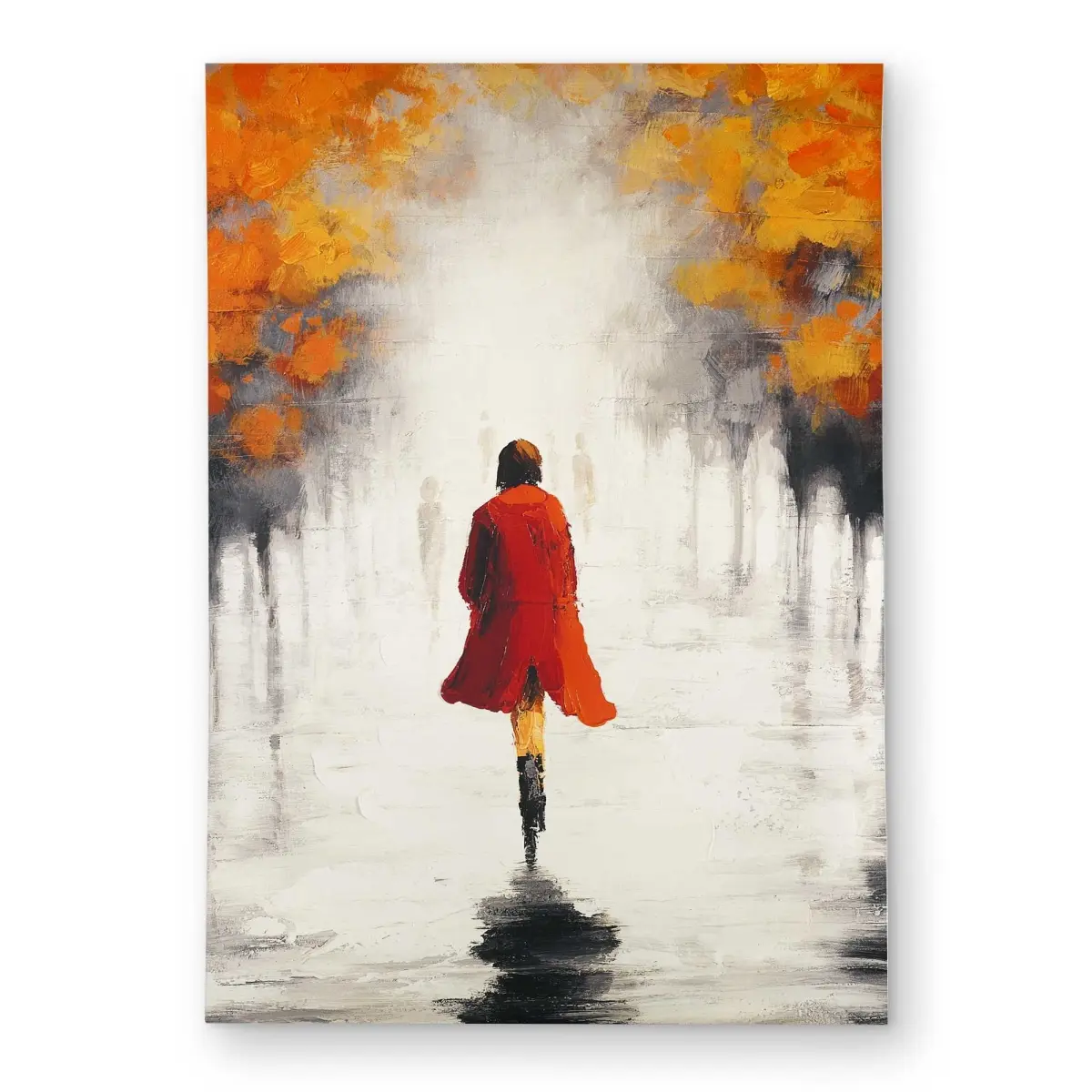 Begin Home Decor C1ROAR572O3YZF 5 x 7 ft. Woman with A Red Coat by Fall - Landscapes Orange Rectangle Area Rug