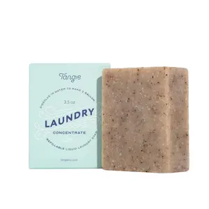 Tangie Laundry Concentrate. Dissolves to Make One Gallon of Liquid Laundry Detergent. Refillable & Zero Waste Laundry Detergent. Made in USA. Cruelty Free Certified. Plastic Free. Fragrance Free. EWG Rated A