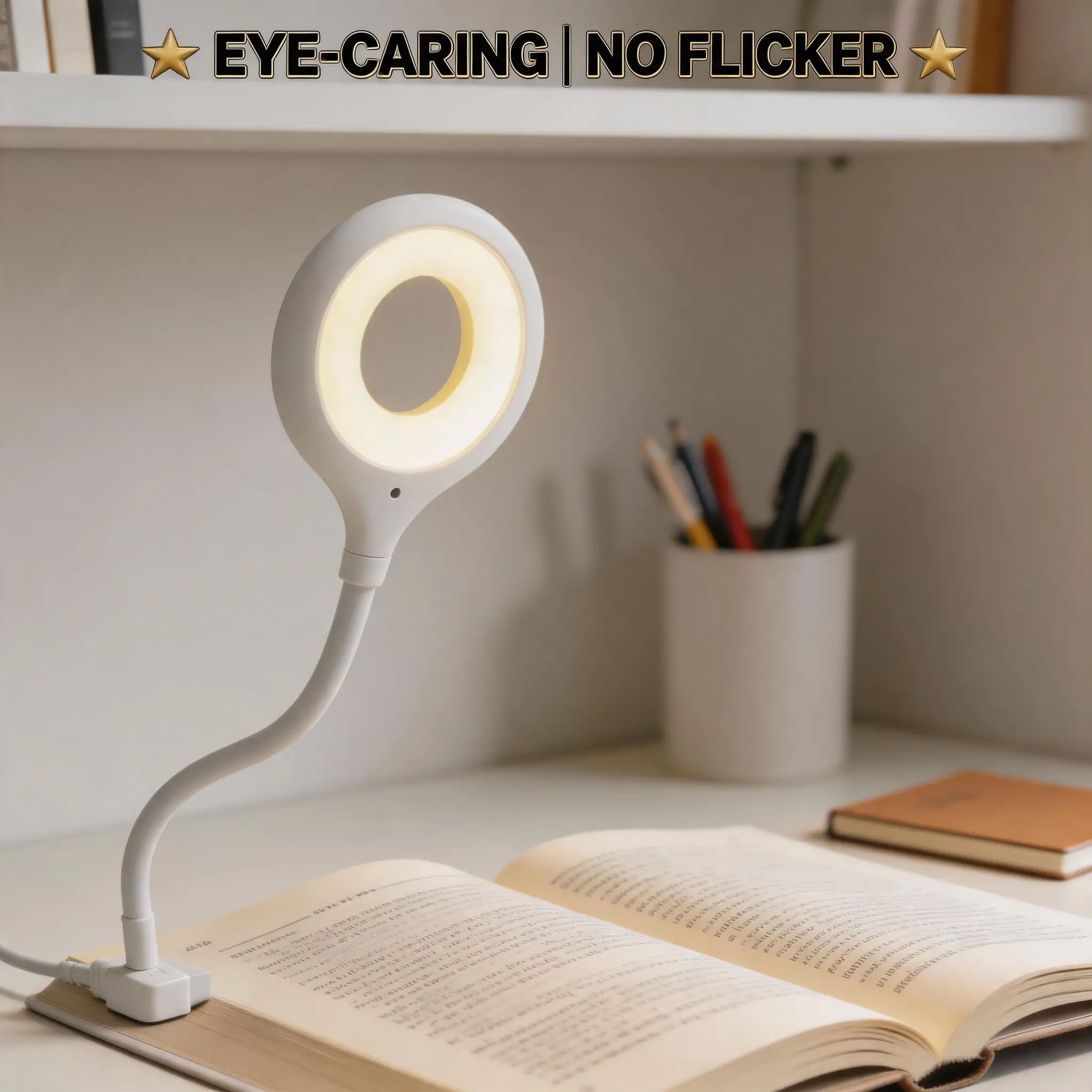 1pc Voice-Controlled LED Reading Light - Flexible Gooseneck, USB Rechargeable, Smart Soft Light with Multi-Group Brightness Adjustment for Bedroom, Office Home Supplies
