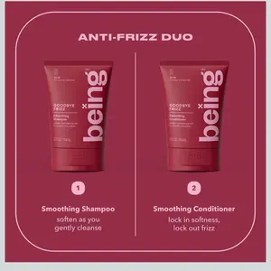 GOODBYE FRIZZ Haircare Smoothing Shampoo and Conditioner Set, with Jojoba and Almond Oil for Frizz Control, Hydrating Moisture, and Gentle Care