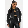 All Torn Up Crop Denim Jacket - Black Wash