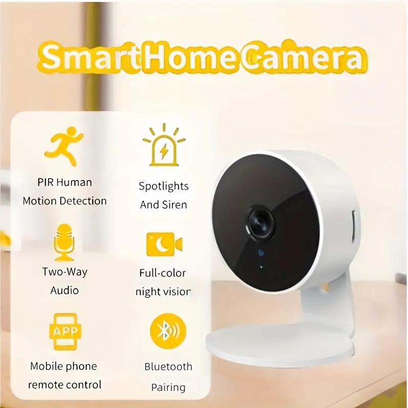 NKCCNUR 1pc 3MP Indoor Smart Security Camera, Baby Monitor, AI Motion Detection, Two-Way Audio, Night Vision Function, Battery Not Included, Smartphone Smart Operation, Compact And Easy Installation