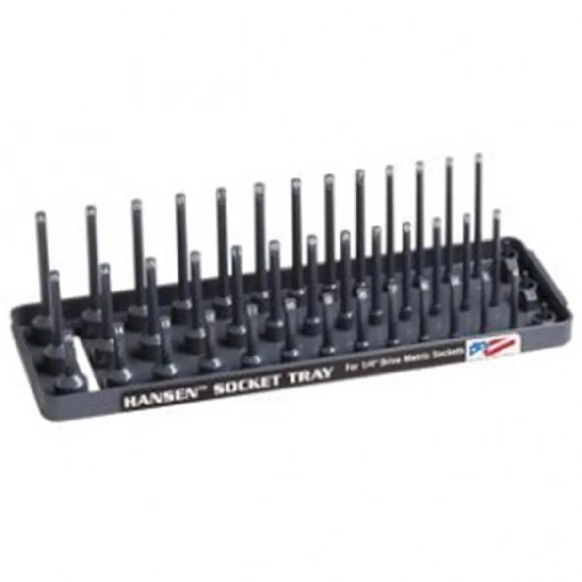 212 MAIN Size-Marked 0.25 in. Metric 3-Row Deep Drive Socket Tray, Gray, for Organizing Drive Sockets and Tools