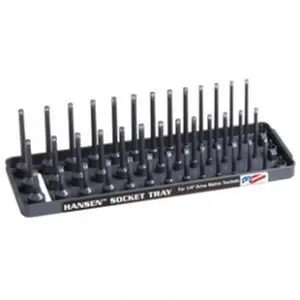 212 MAIN Size-Marked 0.25 in. Metric 3-Row Deep Drive Socket Tray, Gray, for Organizing Drive Sockets and Tools