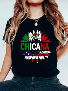 100% Cotton Tshirts Chicana-Shirt Men Women Kids Girls Boys Mexican USA Flag T-Shirt Casual Print Short Sleeve White T Shirt Graphic Tees Women Tops