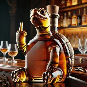 Novelty Turtle Glass Whiskey Bottle, Decorative Liquor Storage Container for Brandy, Vodka & Wine, Stylish Home Bar Accent and Great Gift Choice