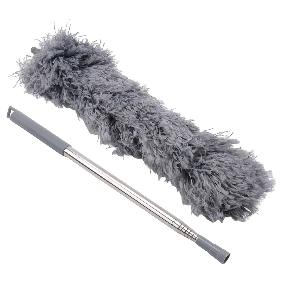 Gutter Cleaner Brush Set with 2ft-8.2ft Telescopic Extendable Foldable Pole, Grey Roofing Guard Tool for No-Climbing Cleaning & Easy Leaf Removal, 2-8.2Ft Length