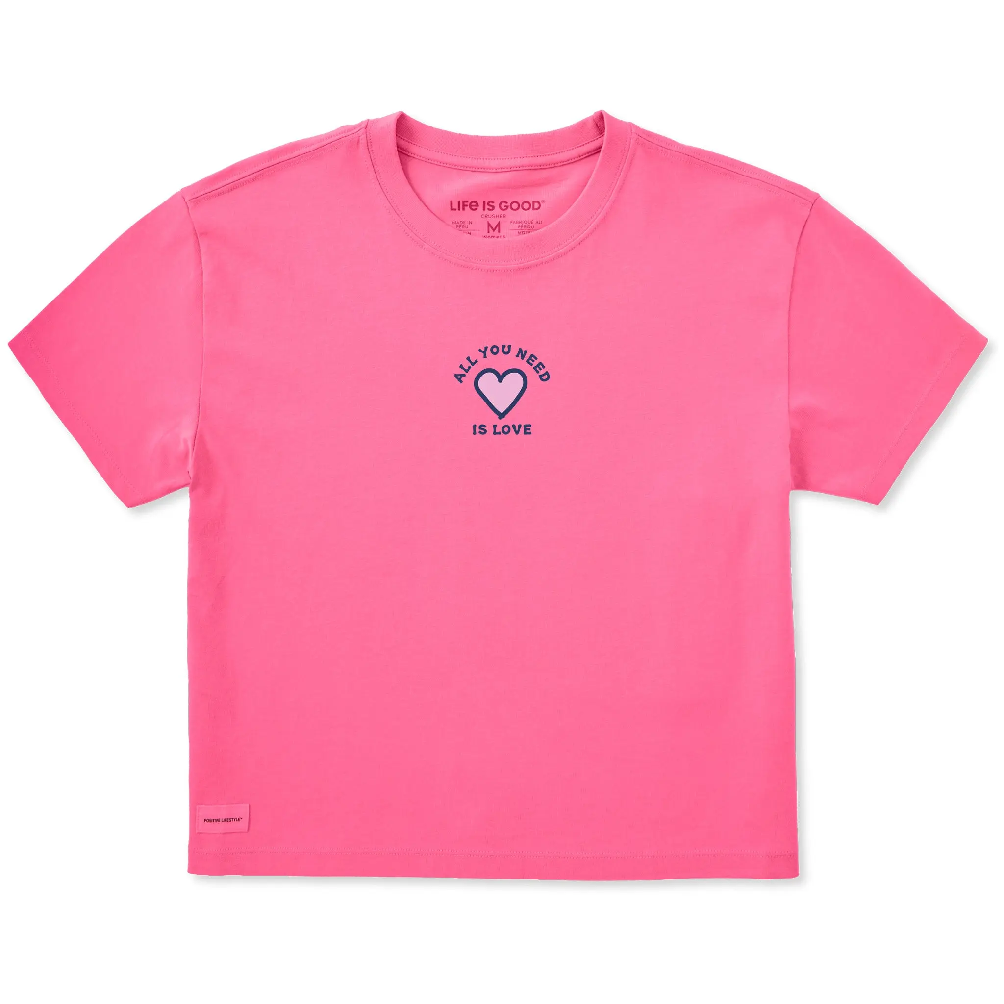 Women's All You Need is Love Heart Short Sleeve Crusher Boxy Tee