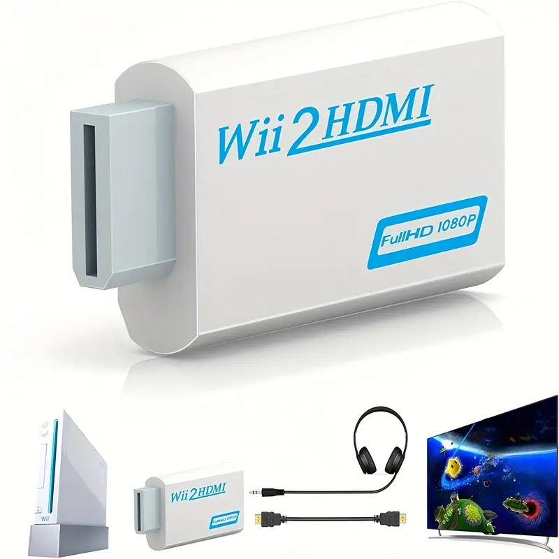 Wii Full HD 1080P to HDMI Plastic Converter Adapter with 3.5mm Audio Jack - Supports 720P NTSC, Compatibility with HDTV/Monitor
