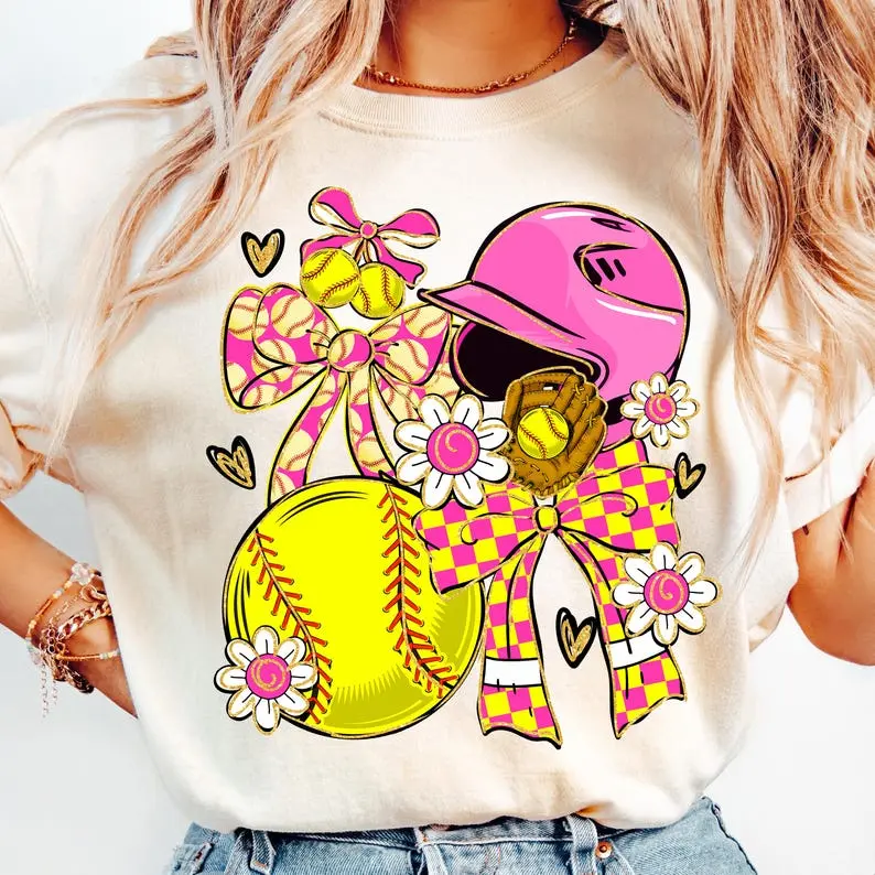 Softball Coquette Tshirt, Game Day Softball Tshirt, Floral Softball Bow Tshirt, Softball Mama Tshirt, Softball Mom Tshirt, Checkered Softball