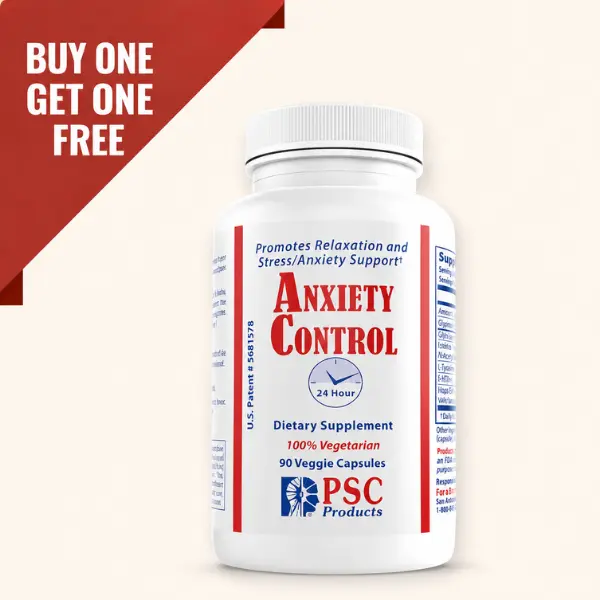 Anxiety Control 24® - Natural Stress & Anxiety Relief with GABA, Magnesium, Vitamin B6 - 90 Veggie Capsules for Calm Neurotransmitters & Restful Sleep