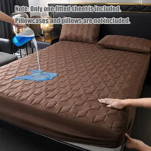 Waterproof Flax Texture Bed Pad, Breathable Soft Stitched Pattern, Deep Pocket Sheet Cover, Multiple Colors Available, Twin/full/queen/king Size, Waterproof Mattress Protector