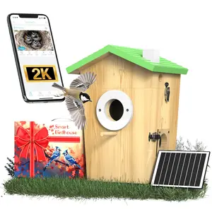 Bird House with Camera,2K HD No-Glow Night Vision,Isolated Camera Bay & 3 Entry Panels,Motion Alerts, Solar Powered Bird Nest Box for Backyard Bird Watching