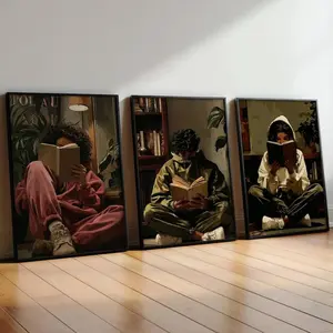 3 Set Educational Kids Wall Art Posters, 3 Kids Reading, Motivational Wall Art, Learning Wall Art, Living Room Wall Art