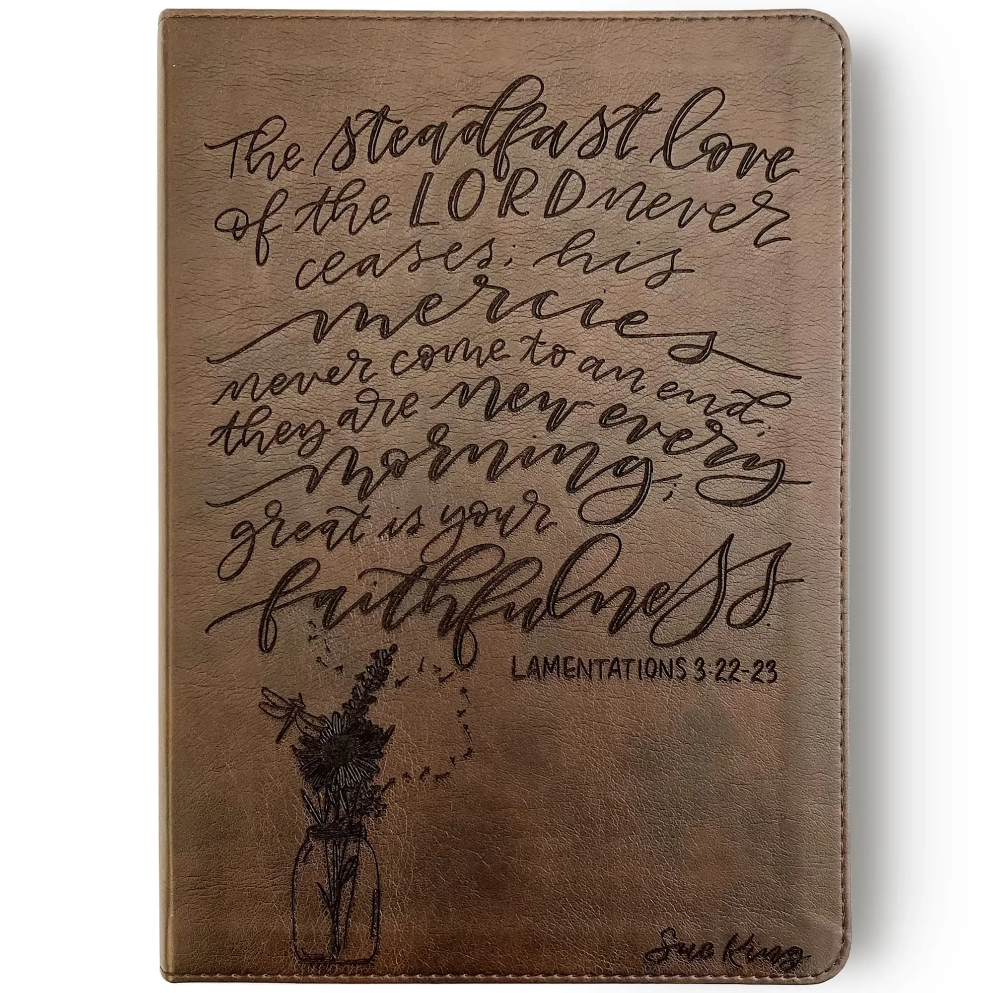 Personalized ESV Journaling Bible - Brown - The Steadfast Love of the Lord - Hand Lettered and Engraved