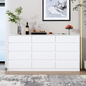 FUFU&GAGA 12 Drawers Dresser, Modern Wood Dresser Chest of Drawers with Large Storage Space for Bedroom