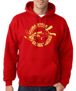 Scuba Steve Scuba Squad Hoodie Funny Diving Hooded Sweater Unisex Vintage Fashion Hoodies Funny Movie Pullover Novelty Sweatshirt Red -
