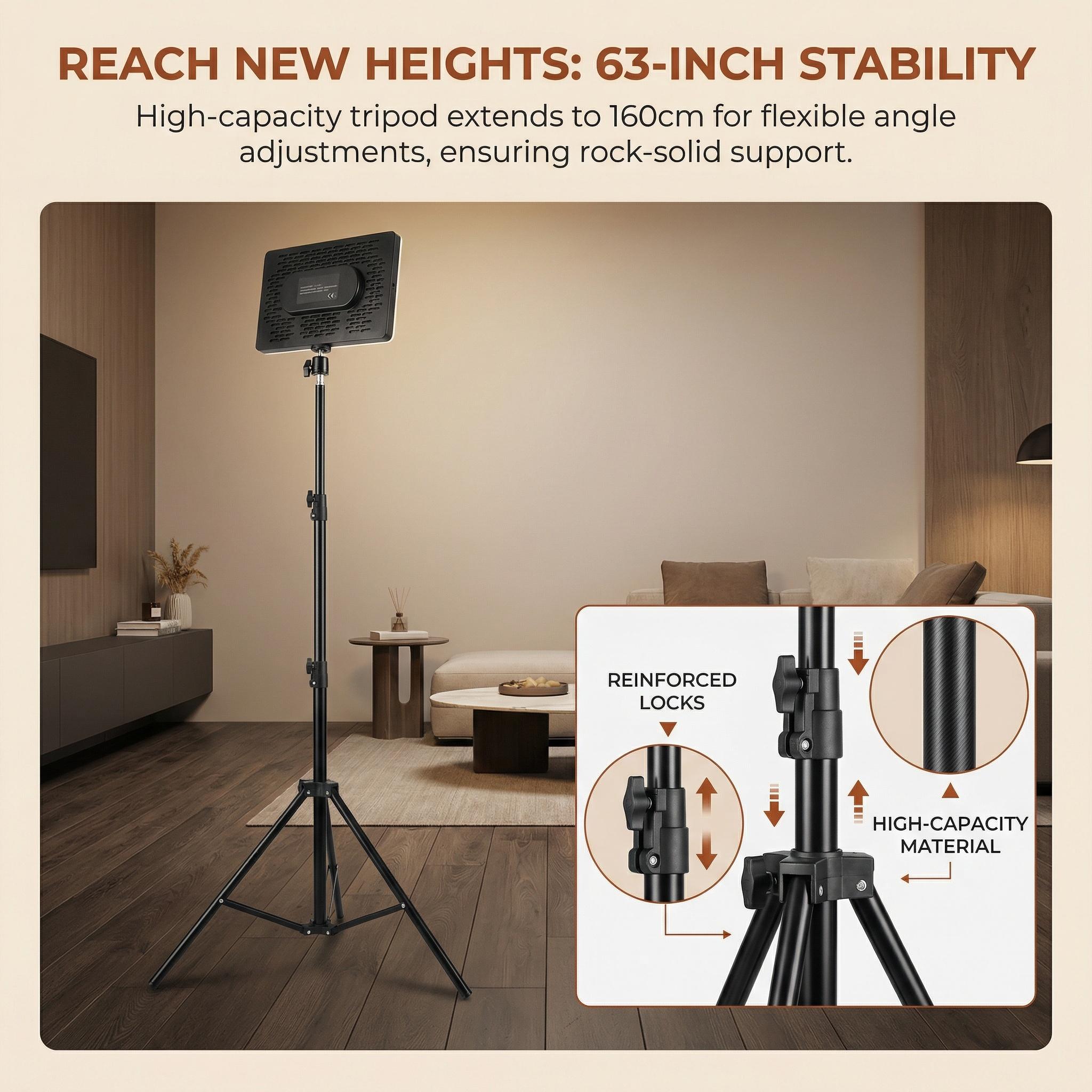 10" LED Square Light Panel with 63" Extendable Stand 3 Color 2200-4500K Studio Lighting for YouTube/TikTok/Instagram Content Creation, Dimmable Brightness, USB Powered, Soft light（1PCS）#valentine's#Spring Break