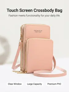 Touchscreen Transparent Phone Bag, Crossbody Mini Backpack, Anti-Theft Multi-Function, Soft PVC Leather, Fits 6.7 Inch Phones, Multiple Colors, Crossbody Shoulder Bag