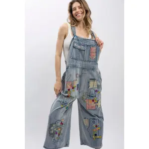 PRE-ORDER Mineral Washed Contrast Patch Denim Overall - Estimated Ship 7/7