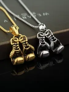 Stylish and luxurious men's sports and fitness set: a pair of Thai boxing gloves with pendants.
