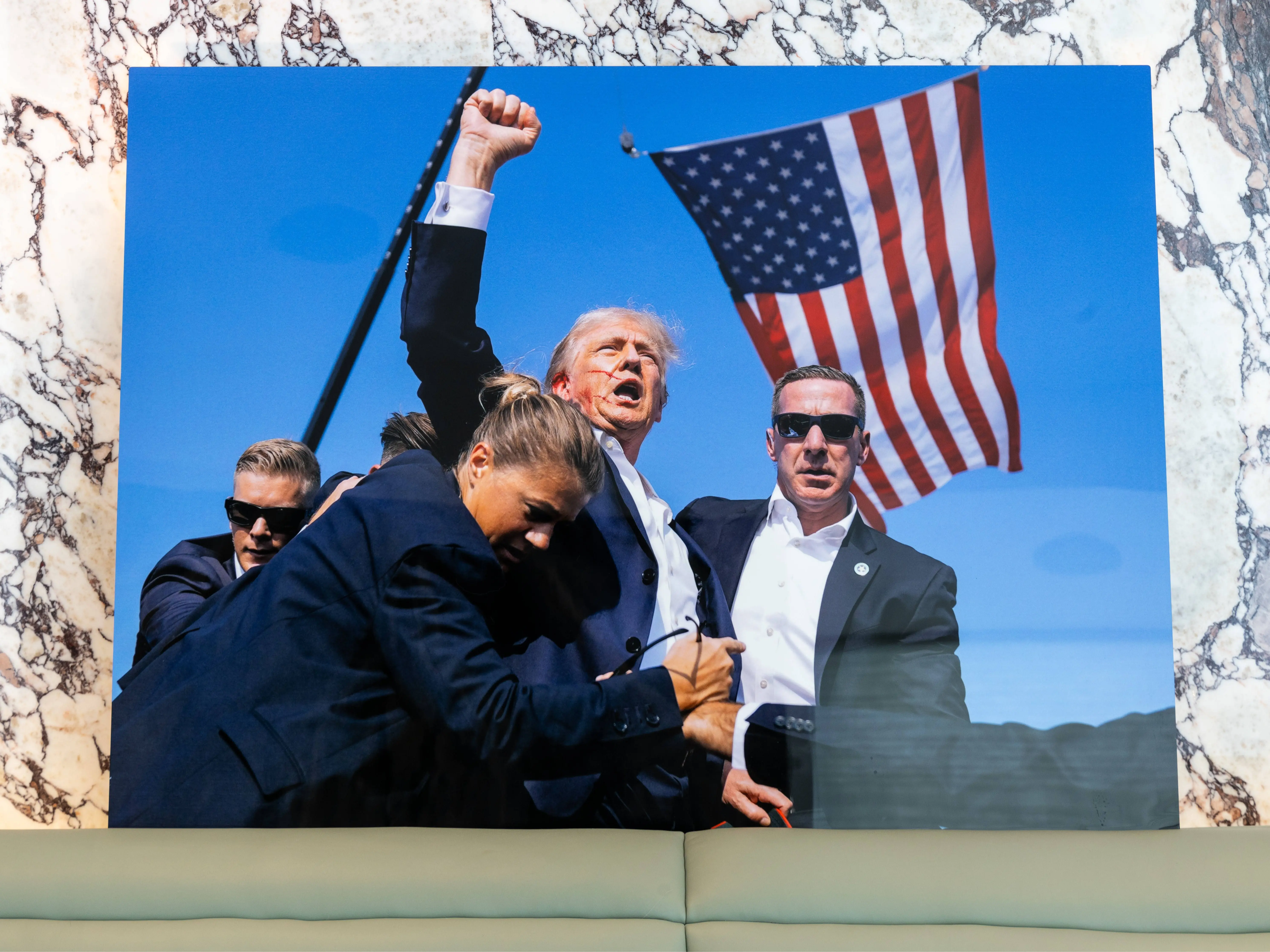 Fight Trump Shot 2024 Survived Rally Shooting, Metal Painting,Hand-made Wall Art 8*12 Inch 40*30 Inch with Picture Frame