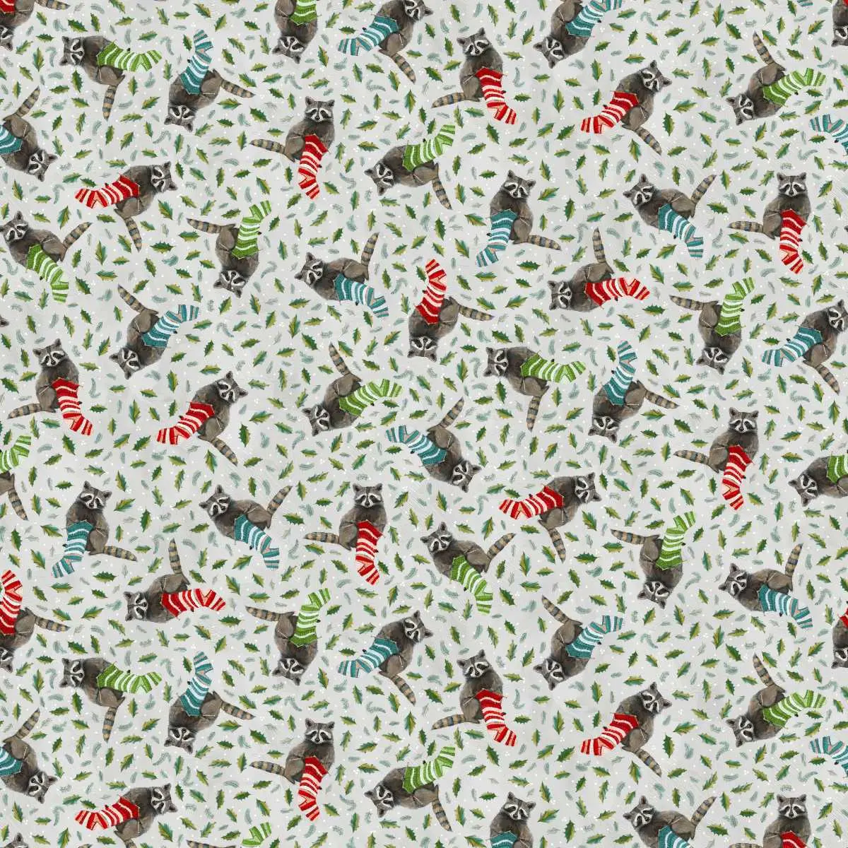 Fabric Studio E Pearl Knitting Raccoon Holly Woods by the Quarter Yard 9242-11