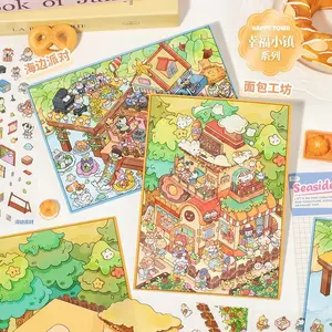 2PCS Medium Size Scene Sticker Set ,Happayness Town Vol.1 , 3D mininature sticker
