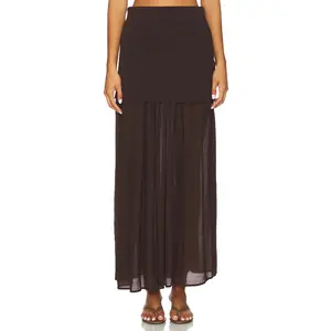 Line & Dot Rhone Mix-media Skirt in Espresso