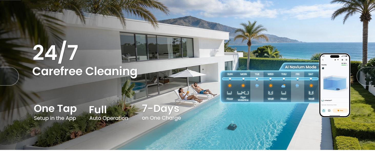Aiper Scuba V3 Robotic Pool Cleaner, Wall & Waterline Cleaning, Cordless Pool Robot