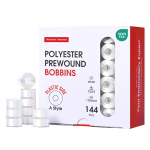 PooLin Richword Style A Prewound Plastic Side Embroidery Bobbins 144pcs for Sewing & Embroidery Machines