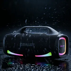 Zealot Portable Wireless Bluetooth-compatible Speaker, Waterproof Outdoor Party Sound System, 100w Bass Boost, Fast Charge, RGB Lights, Eq Mode