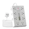 22-in-1 110V Surge Protector Power Cord with 16 Plug Sockets, 6 USB Charging Ports (3 USB-C), Button Switch, Dual-Length Wires, Wall-Mountable for Home, Office Use