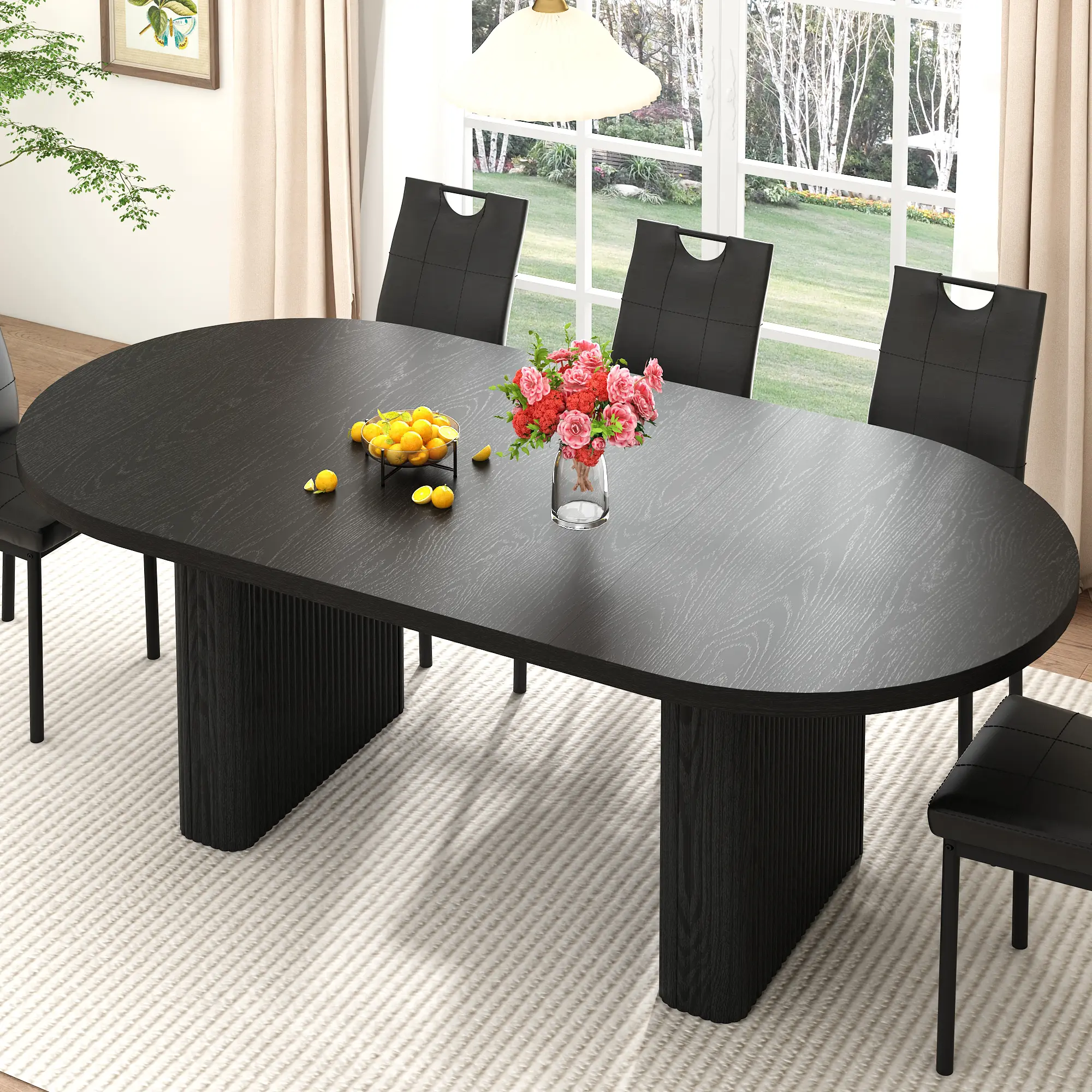 70.9 in Dining Table for 4 5 6 | Modern Walnut Rectangular Kitchen Table W/Waterproof Wood Tabletop,Farmhouse Long Dining Room Tables W/Foot Pads&Wood Strip Base for Kitchen Living Room